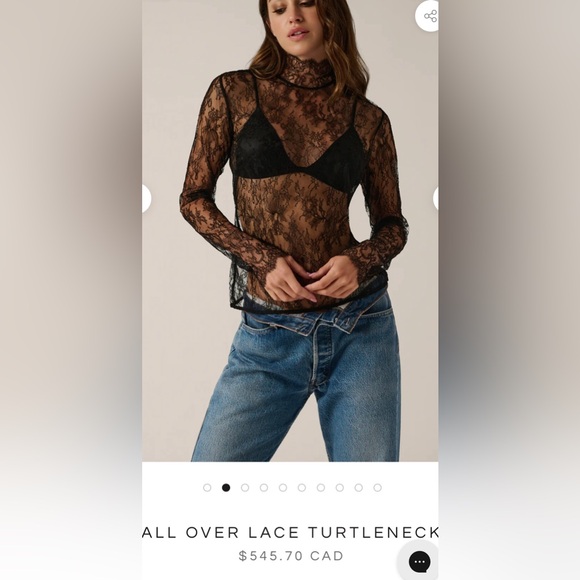 SOLD All Over Lace stretch Turtleneck Top in Black - Picture 17 of 17